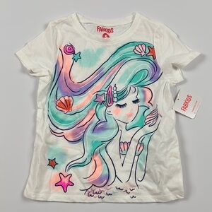 FabKids Shimmer Mermaid Short Sleeve Basic Tee - (Girls 6/7)‎ NWT